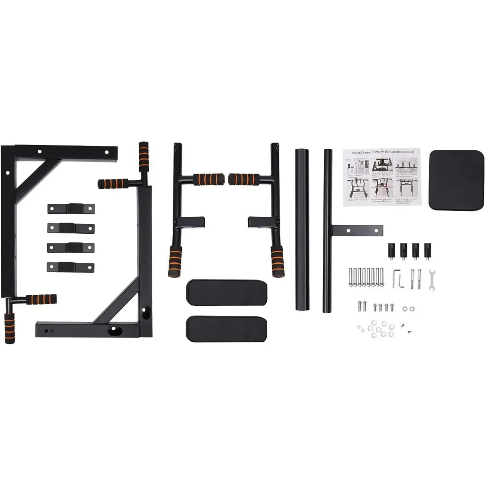 Multi-grip Wall Mount Pull-up Bar Dip Station