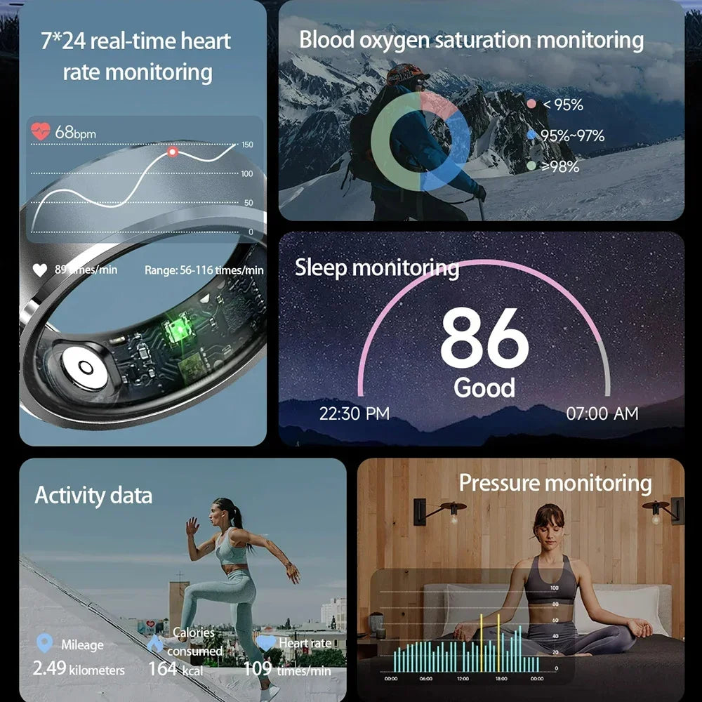 Smart Ring, Heart Rate, Blood Oxygen & Sleep monitor