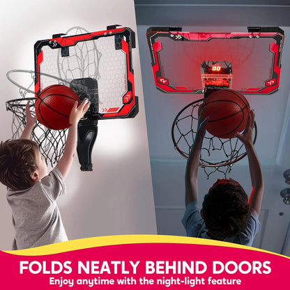 Mini Indoor Basketball Hoop Light Up Over The Door Basket