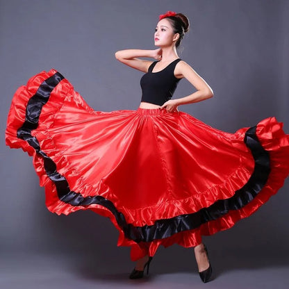 Gypsy Woman Spanish Flamenco Skirt Polyester Satin