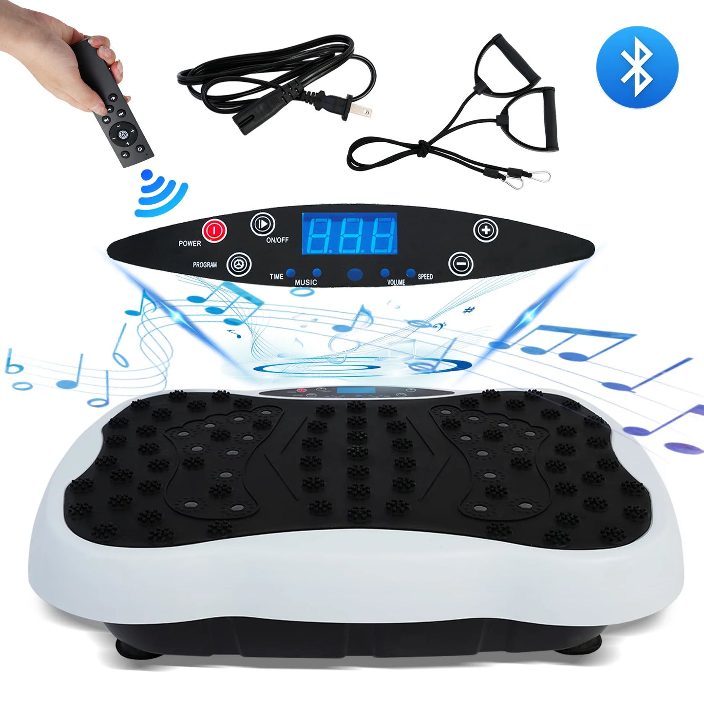 Full-Body Vibration Plate 330lbs Resistance Bands Remote Control