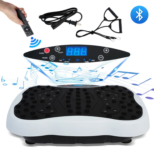 Full-Body Vibration Plate 330lbs Resistance Bands Remote Control