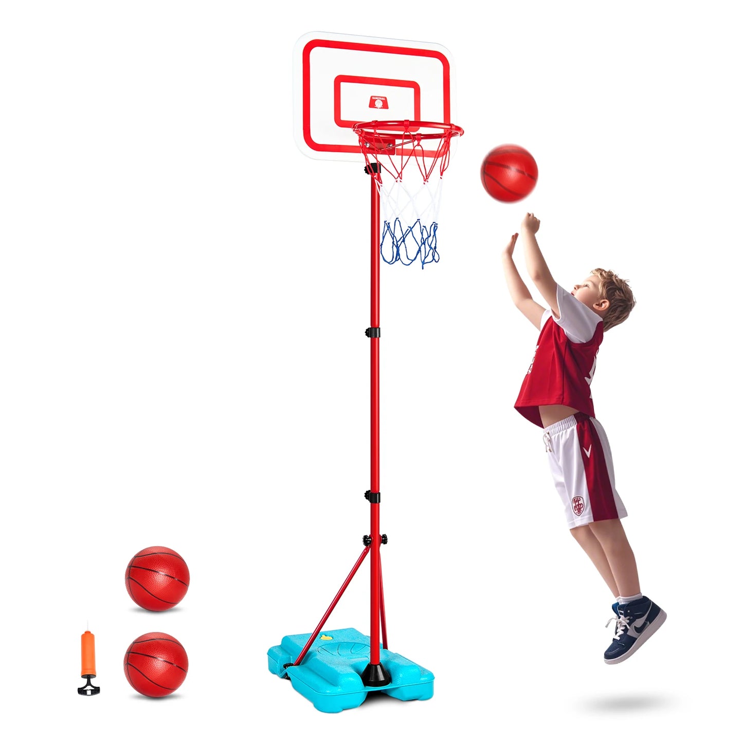 SucceBuy Toddler Adjustable Basketball Hoop 104-190CM