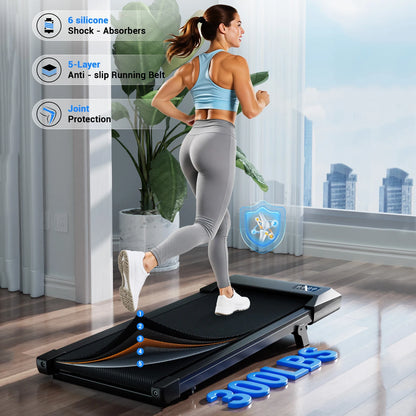 Foldable 6% Slope Treadmill 2.5 HP Quiet Walking Pad 300LBS