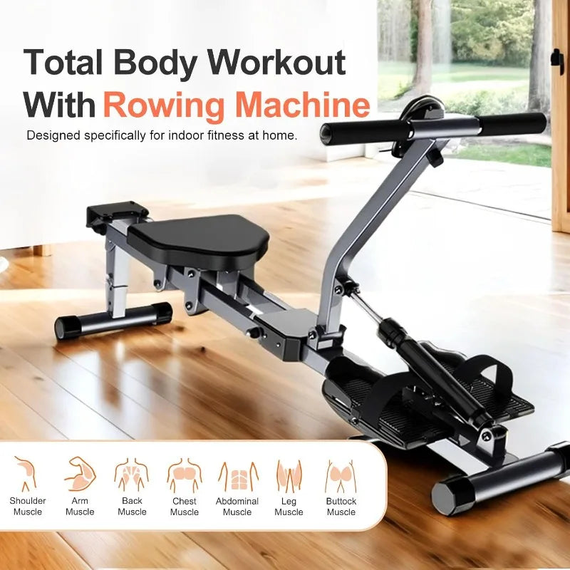 Folding Rowing, Hydraulic Machine. 12 Levels of Adjustable Resistance
