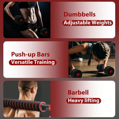 44lbs Adjustable Dumbbell Set, 3-in-1 Free Weight Barbell