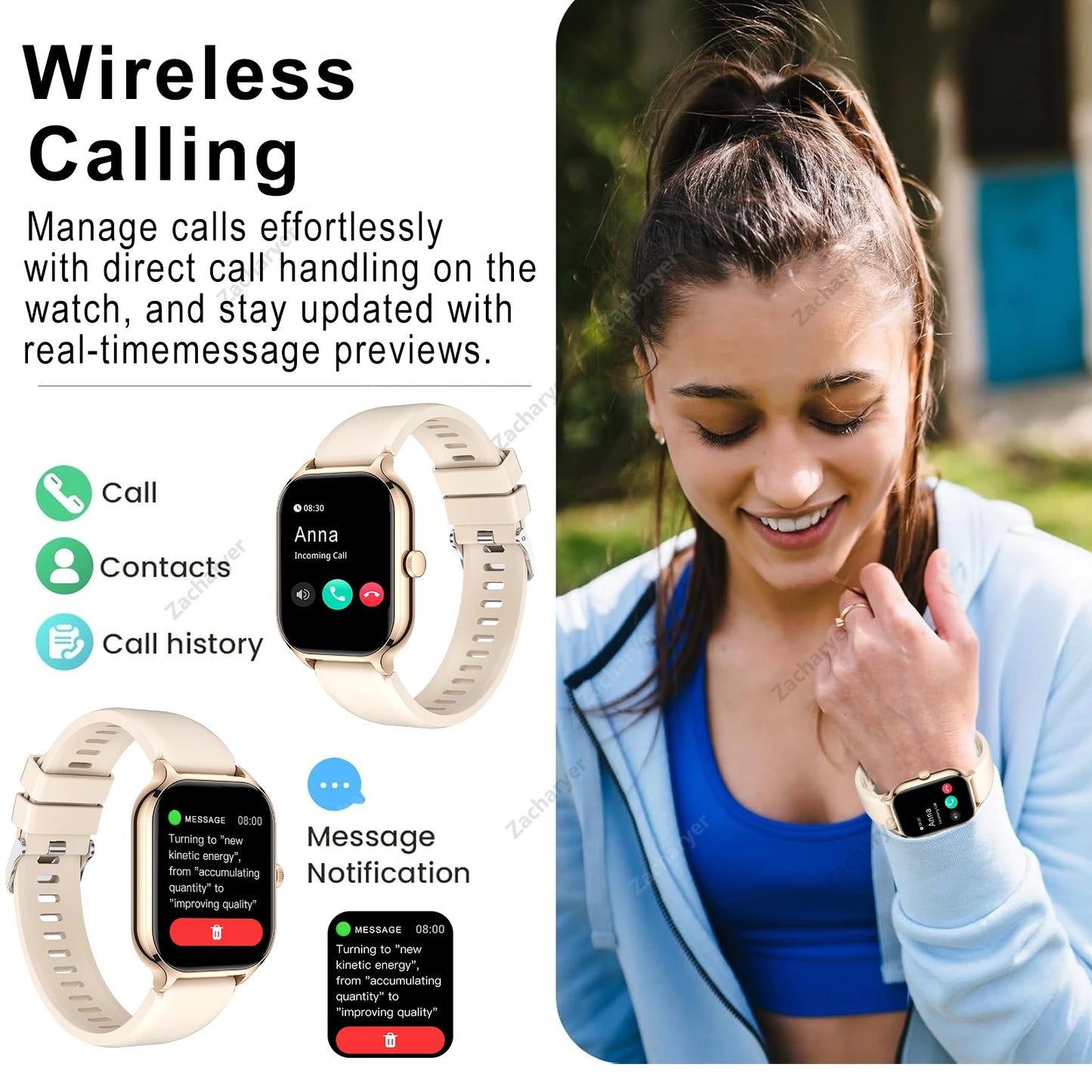 Multifunctional smart watch, wireless call/dial, message reminder