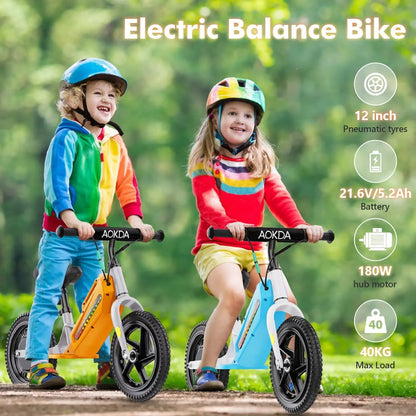 Electric Balance Bike for Kids, 180W, 12" Pneumatic Tire 21.6V/5.2Ah