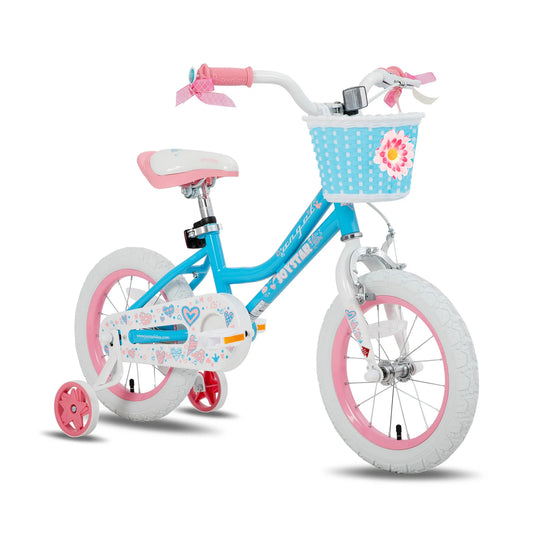 Colorful Girls Bike with Basket & Training Wheels 12 14 16 18 Inch