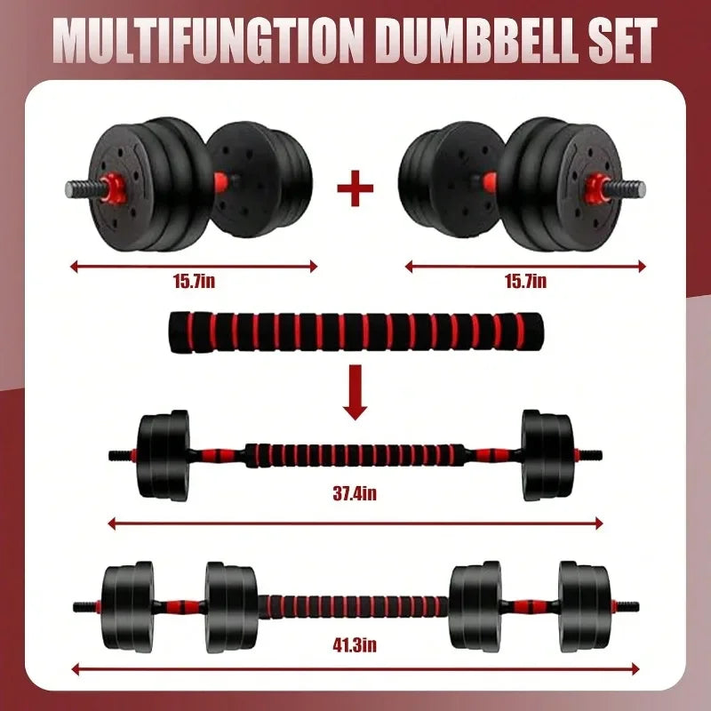 44lbs Adjustable Dumbbell Set, 3-in-1 Free Weight Barbell