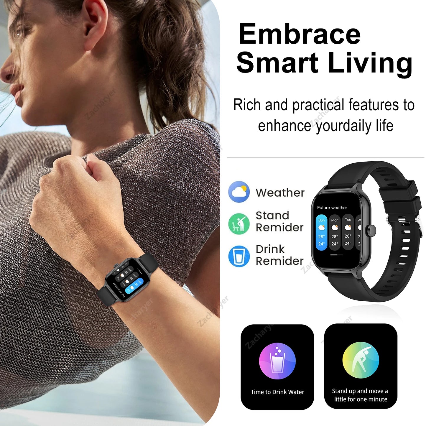 Multifunctional smart watch, wireless call/dial, message reminder