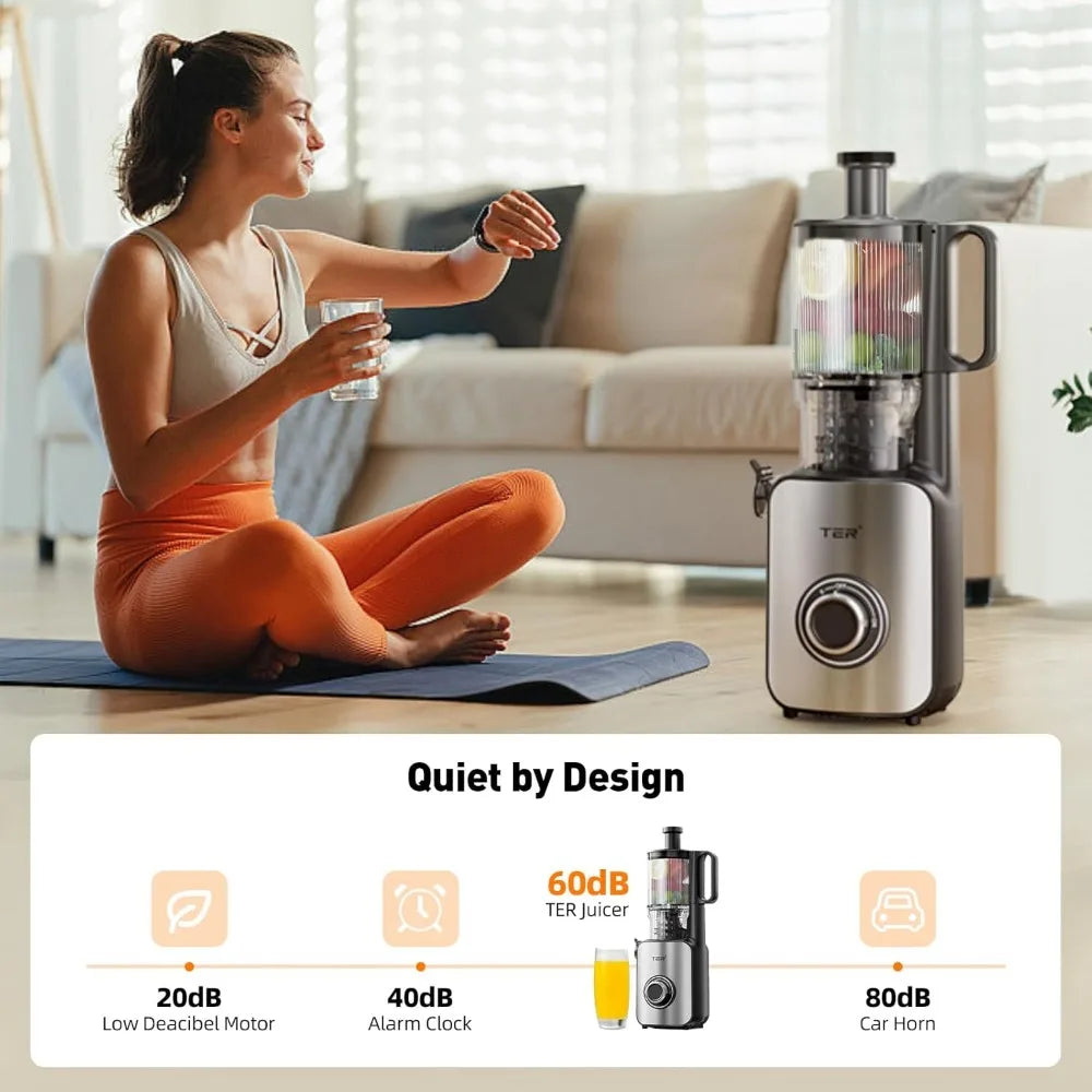 Juicer Machine Slow Masticating Juicer Cold Press 4.8" Wide