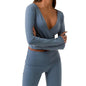 Women's Ballet Wrap Tops Solid Long Sleeve