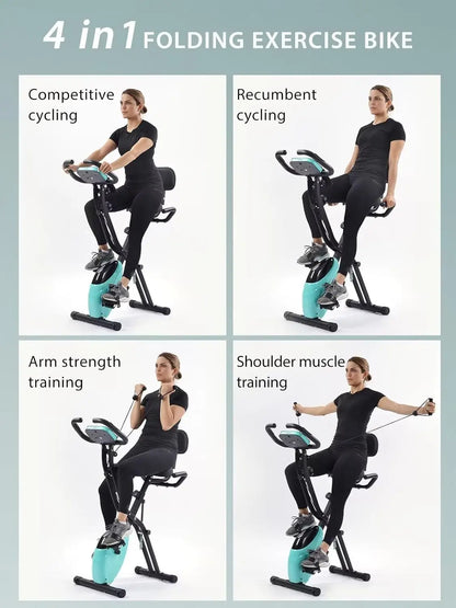 Workout Bike For Home - 4 In 1 Recumbent Exercise Bike and Upright Indoor Cycling Bike Positions