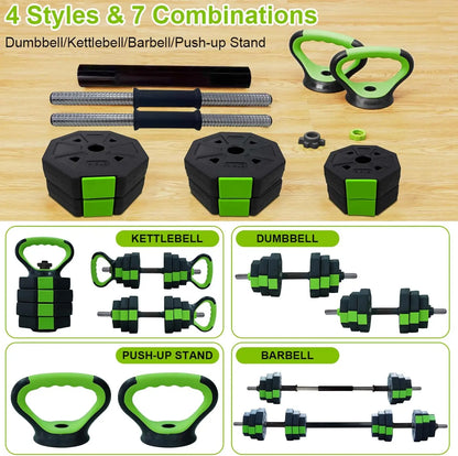 4 in 1 Adjustable Dumbbell Set,44lbs Weight Set