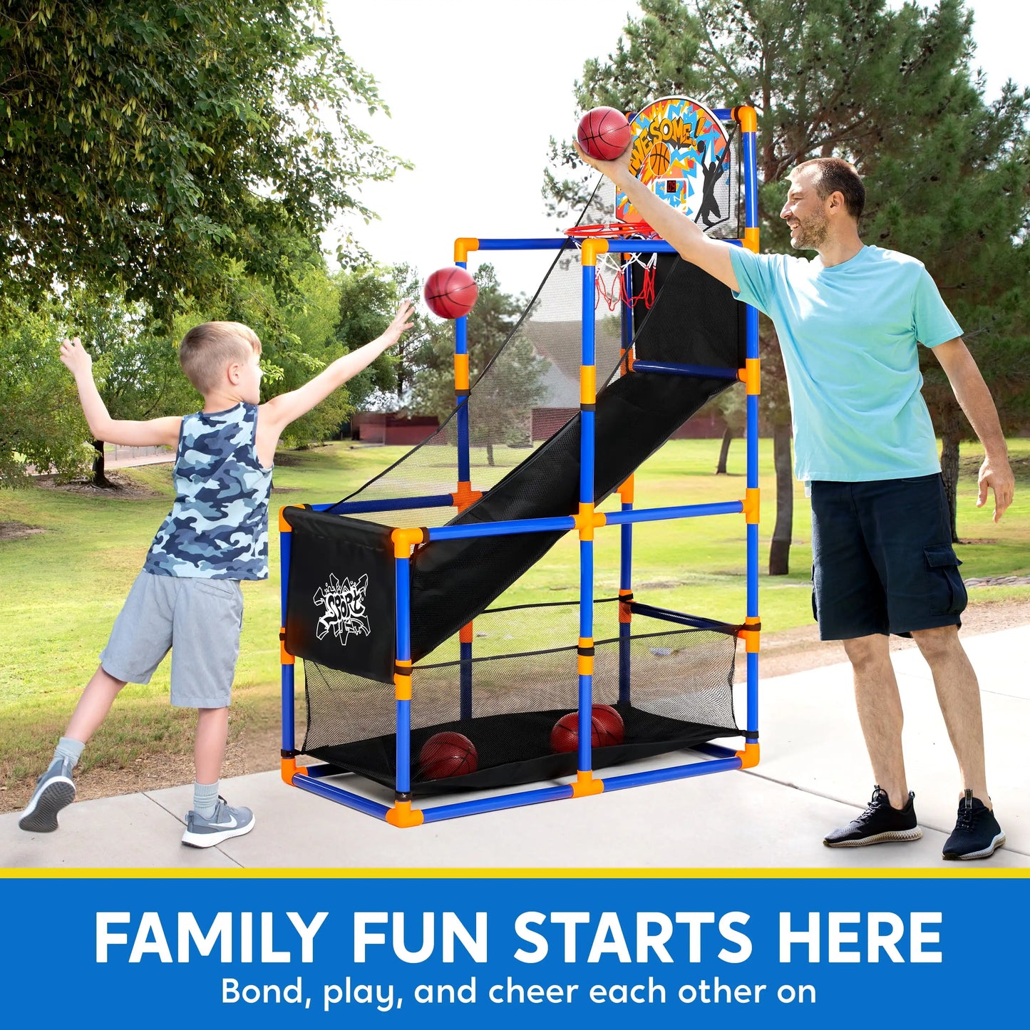 Basketball Game with 4 Balls Adjustable Height 44"-55" Stand